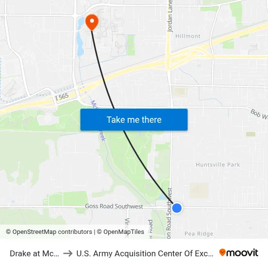 Drake at Mcvay to U.S. Army Acquisition Center Of Excellence map