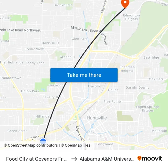 Food City at Govenors Fr Ob to Alabama A&M University map