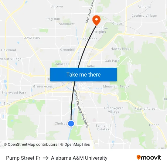 Pump Street Fr to Alabama A&M University map