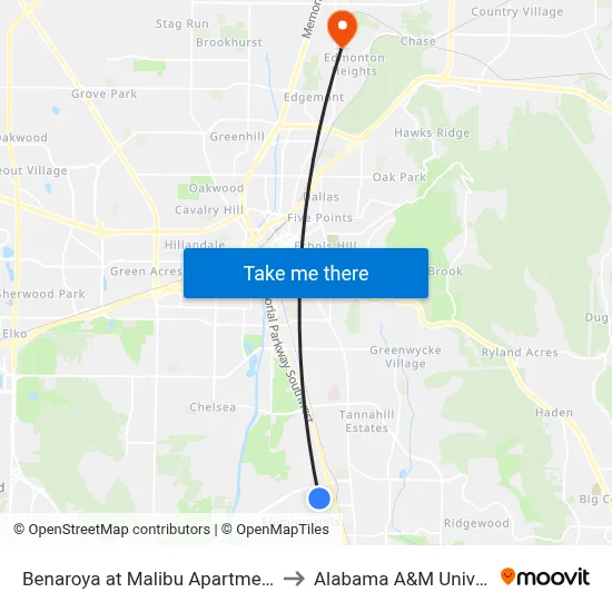 Benaroya at Malibu Apartments Nb to Alabama A&M University map