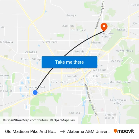 Old Madison Pike And Bocker to Alabama A&M University map