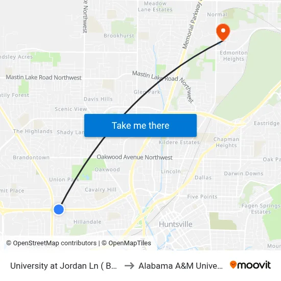University at Jordan Ln ( Bmw ) to Alabama A&M University map