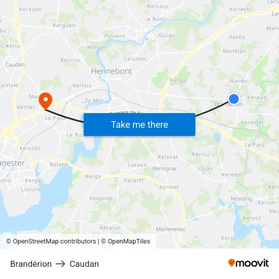 Brandérion to Caudan map