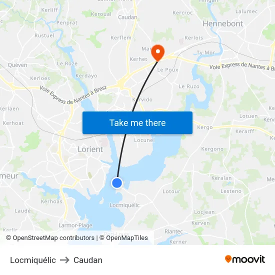Locmiquélic to Caudan map