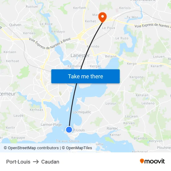 Port-Louis to Caudan map