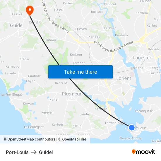 Port-Louis to Guidel map