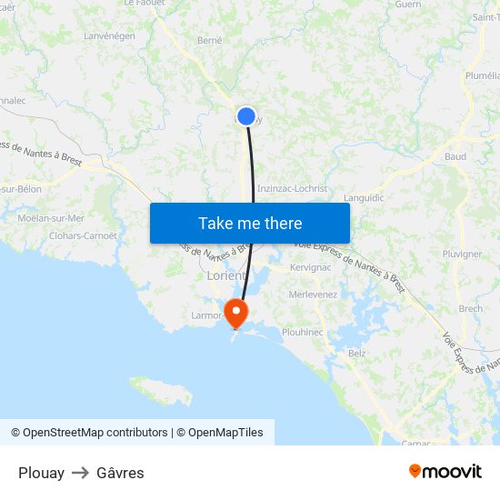 Plouay to Gâvres map