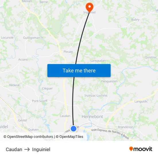 Caudan to Inguiniel map