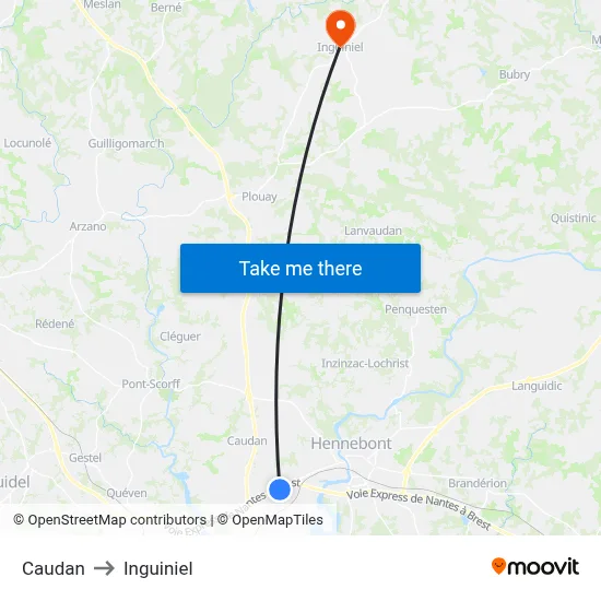 Caudan to Inguiniel map