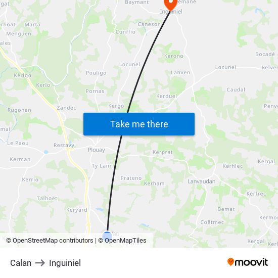 Calan to Inguiniel map