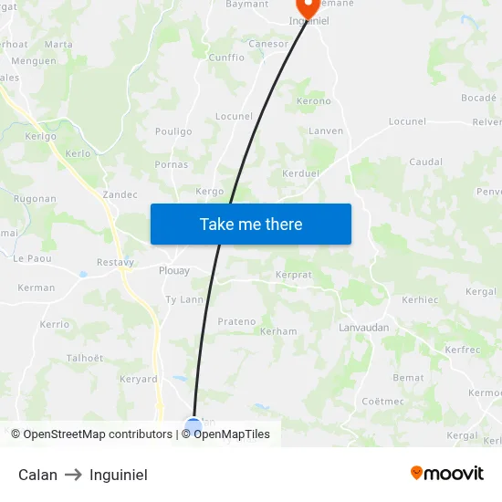 Calan to Inguiniel map