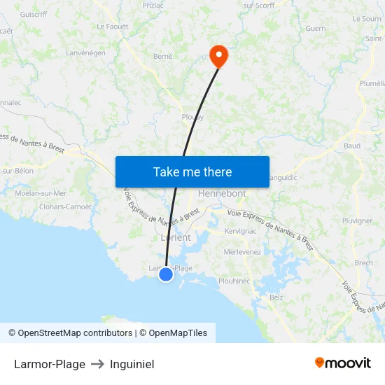 Larmor-Plage to Inguiniel map