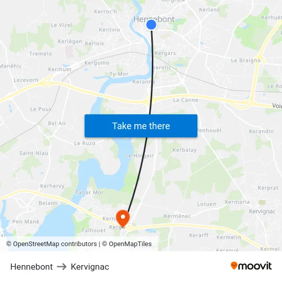 Hennebont to Kervignac map