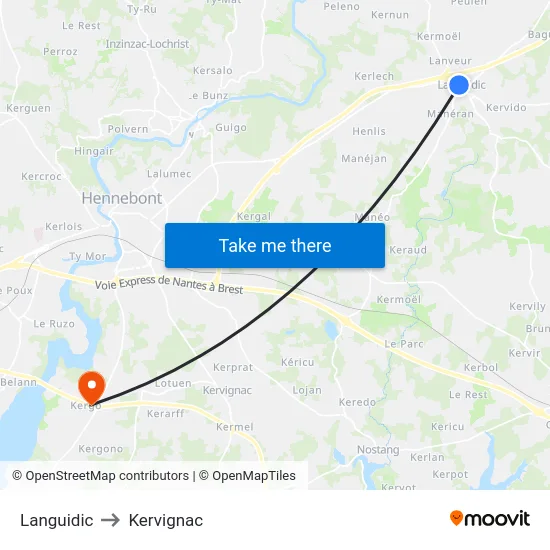 Languidic to Kervignac map