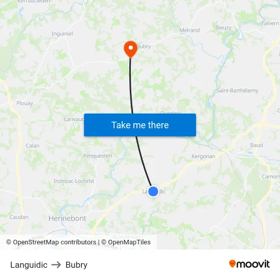 Languidic to Bubry map