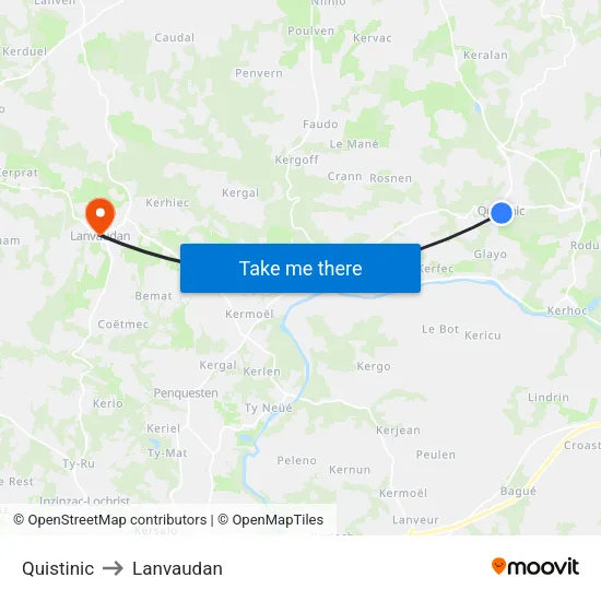 Quistinic to Lanvaudan map