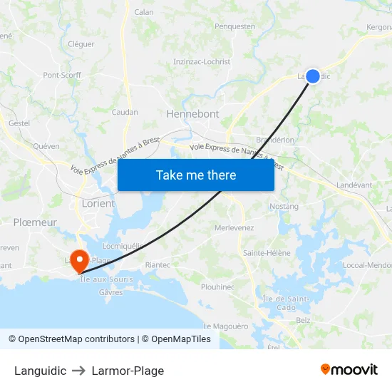 Languidic to Larmor-Plage map