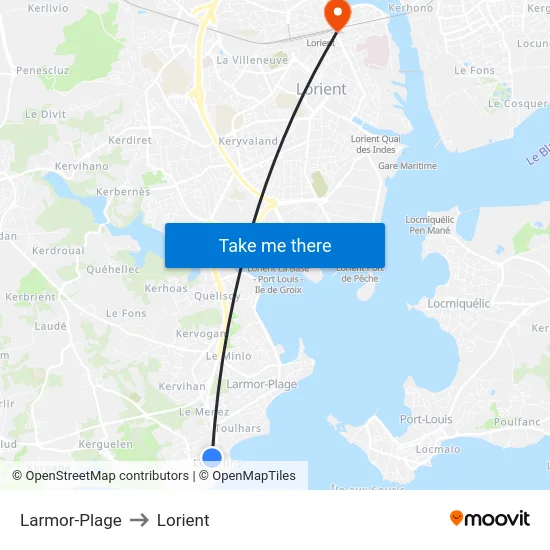 Larmor-Plage to Lorient map