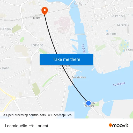 Locmiquélic to Lorient map