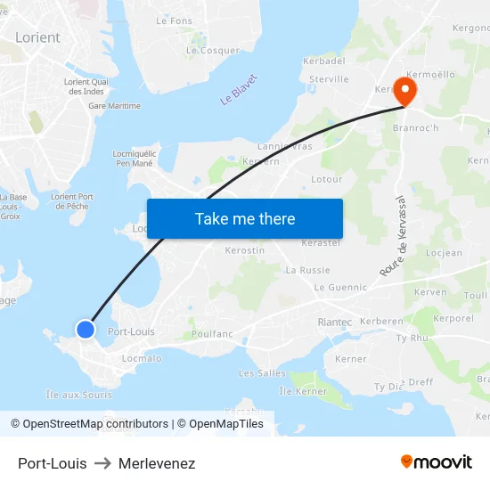 Port-Louis to Merlevenez map
