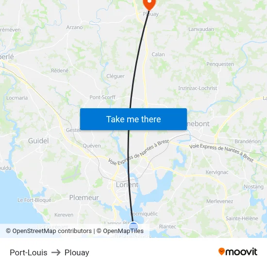 Port-Louis to Plouay map