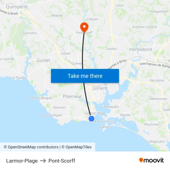 Larmor-Plage to Pont-Scorff map