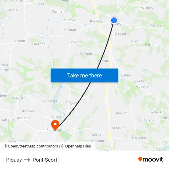Plouay to Pont-Scorff map