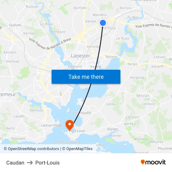 Caudan to Port-Louis map