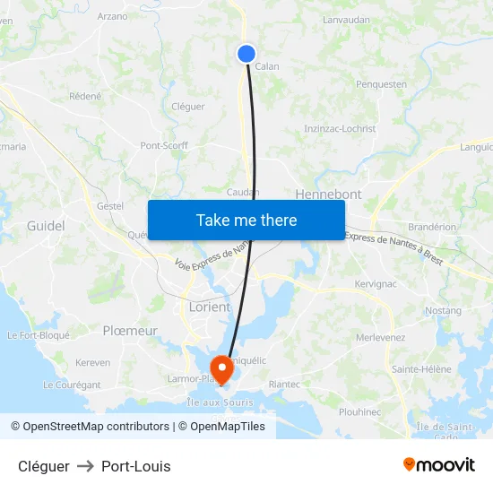 Cléguer to Port-Louis map