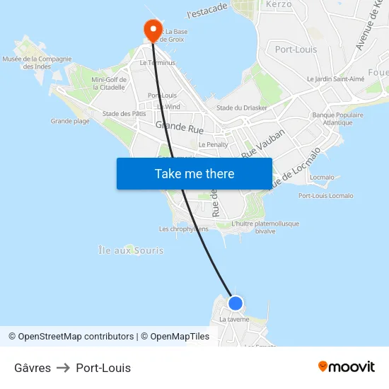 Gâvres to Port-Louis map