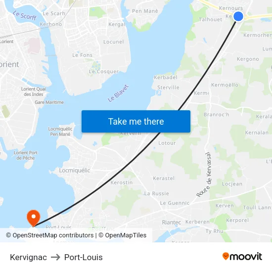 Kervignac to Port-Louis map