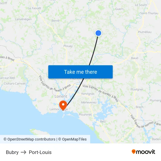 Bubry to Port-Louis map