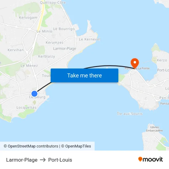 Larmor-Plage to Port-Louis map