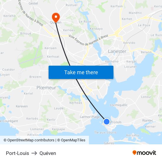 Port-Louis to Quéven map