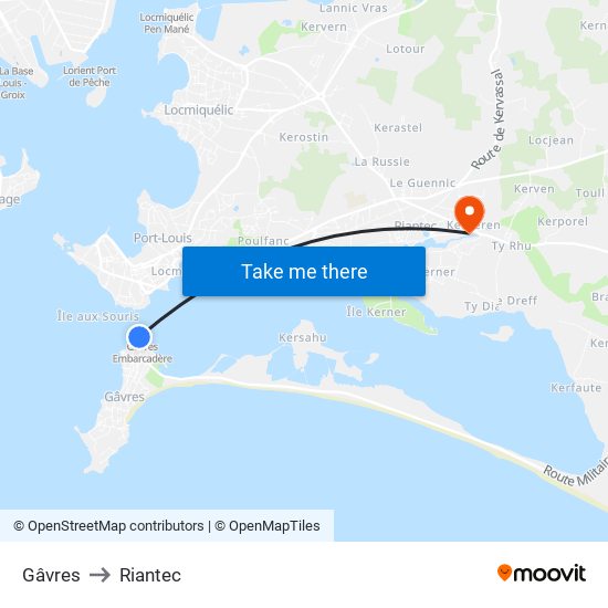 Gâvres to Riantec map