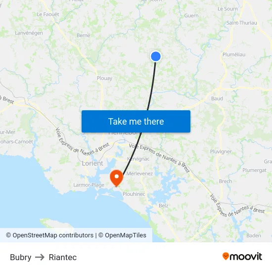 Bubry to Riantec map