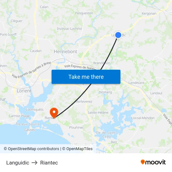Languidic to Riantec map