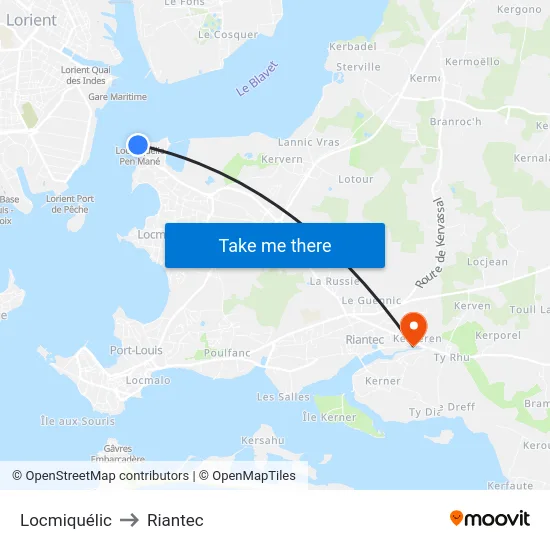 Locmiquélic to Riantec map