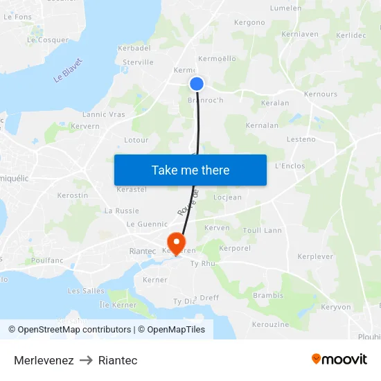 Merlevenez to Riantec map