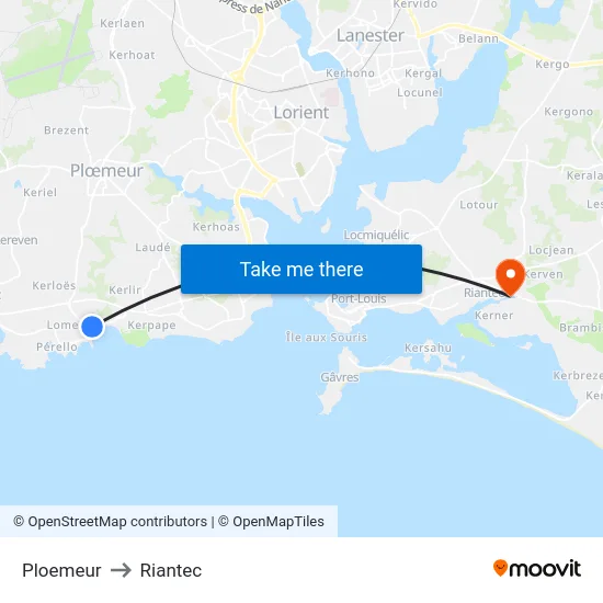 Ploemeur to Riantec map
