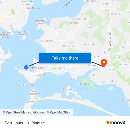 Port-Louis to Riantec map