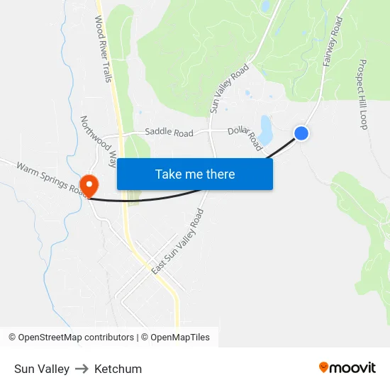 Sun Valley to Ketchum map