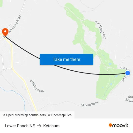 Lower Ranch NE to Ketchum map