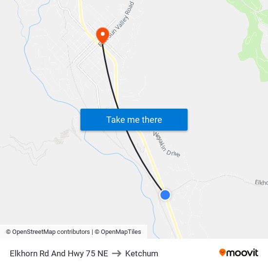 Elkhorn Rd And Hwy 75 NE to Ketchum map