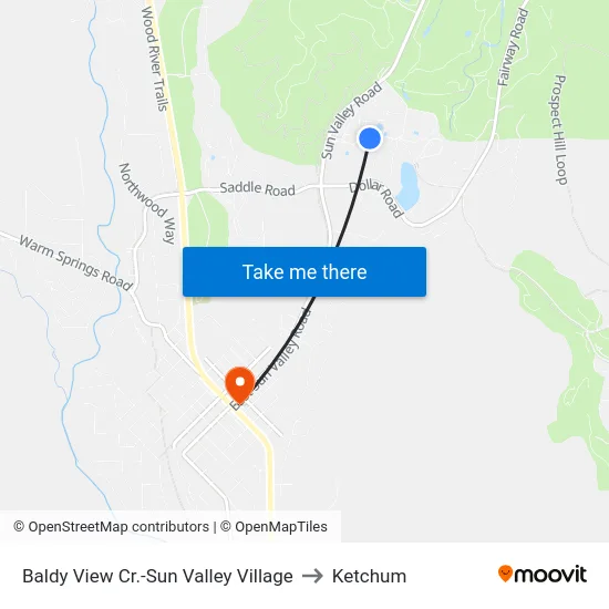 Baldy View Cr.-Sun Valley Village to Ketchum map