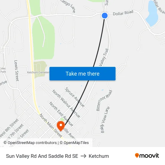 Sun Valley Rd And Saddle Rd SE to Ketchum map