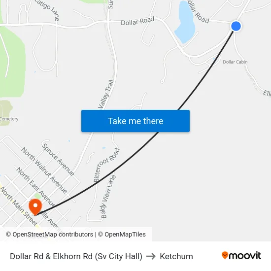 Dollar Rd & Elkhorn Rd (Sv City Hall) to Ketchum map