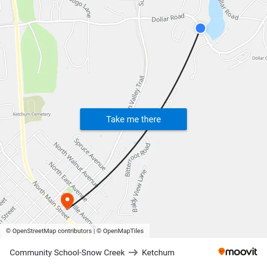 Community School-Snow Creek to Ketchum map