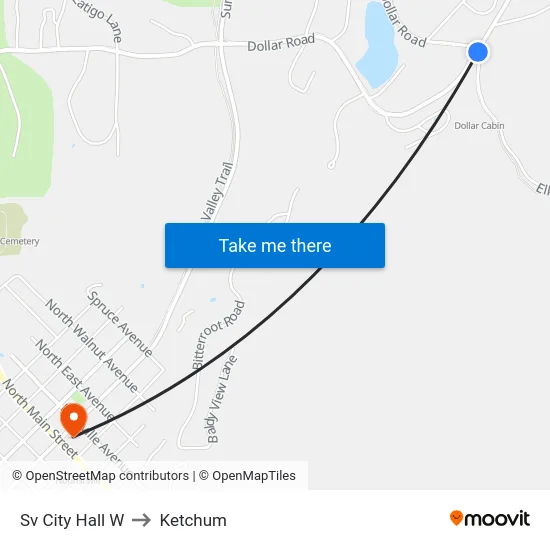 Sv City Hall W to Ketchum map