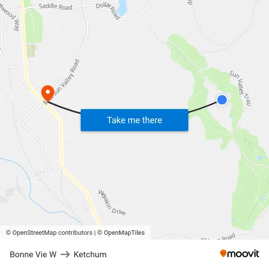 Bonne Vie W to Ketchum map